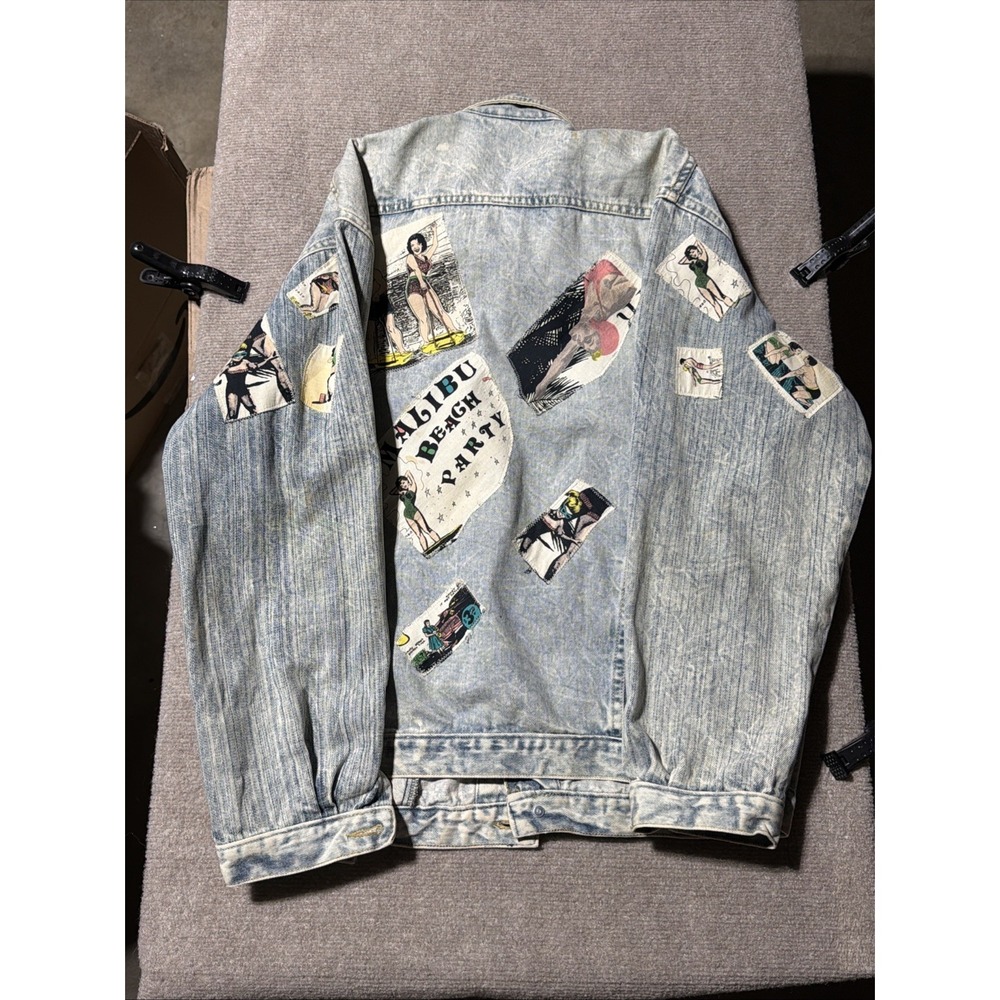 Vintage 80s Malibu USA Acid Wash Denim Jacket Size Medium - Picture 11 of 16